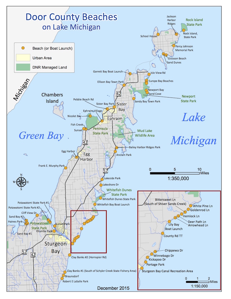 Door County beaches/Wisconsin DNR 2016