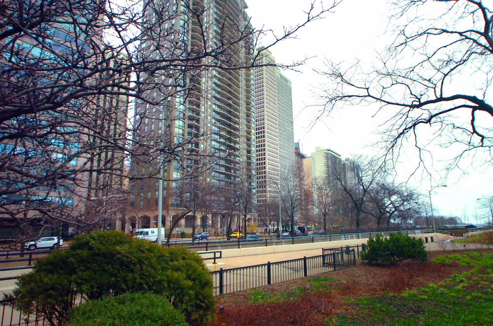 North Lake Shore Drive from the park across from the Drake Hotel.