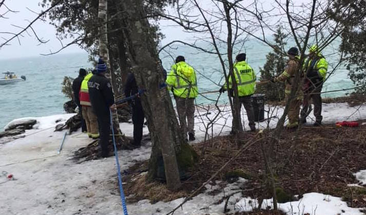 Police say they have recovered a body near Cave Point Park on March 20, 2019. Door County Sheriff's Office photo.