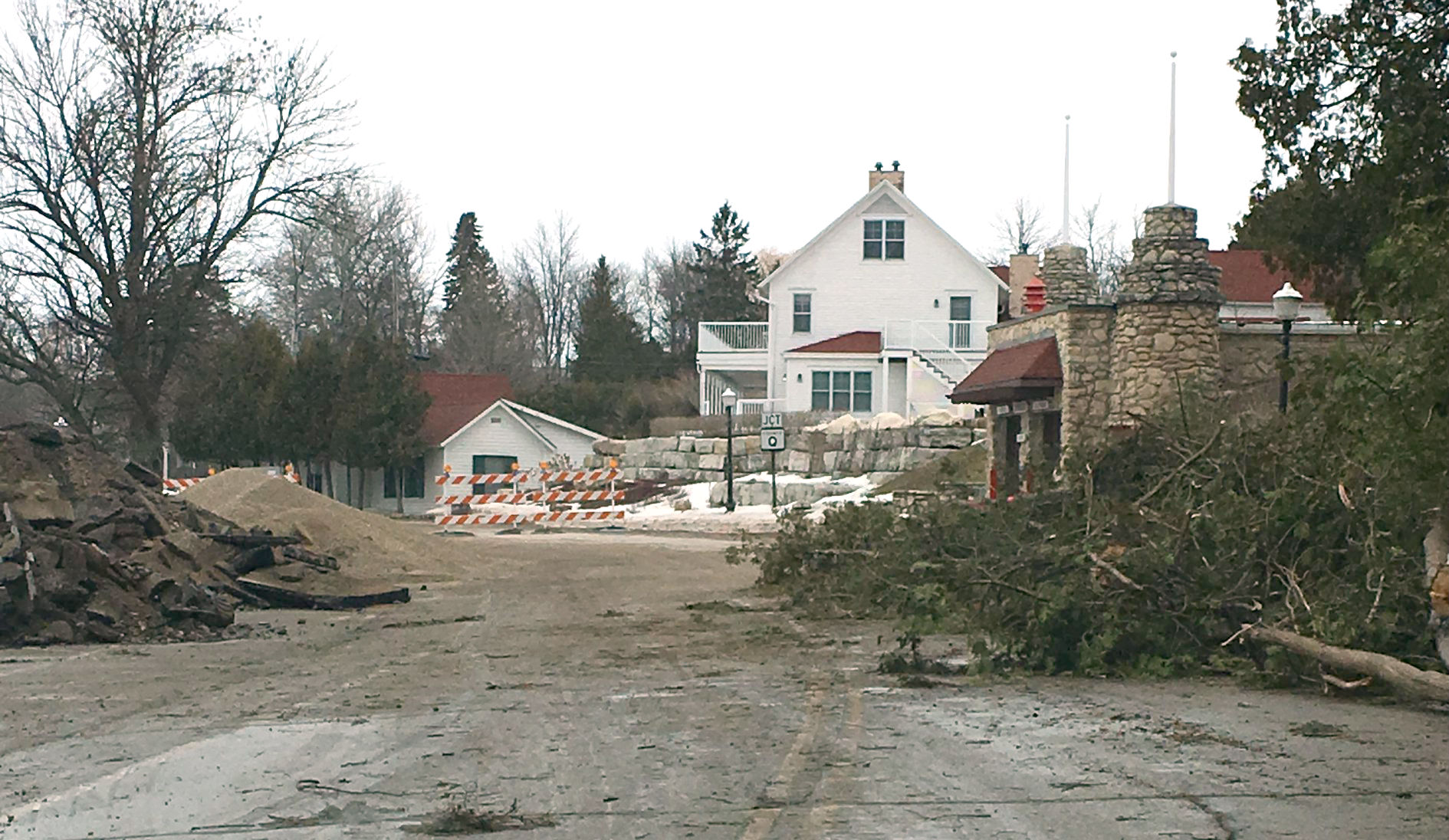 Construction in downtown Ephraim. Door County Sheriff's Office photo