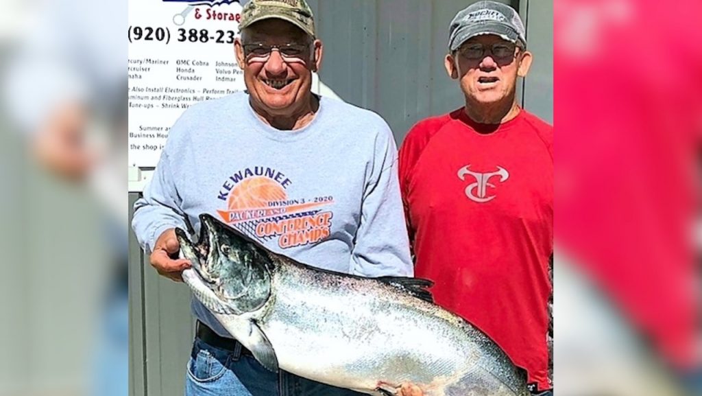 Angelo Bortolini, 77, Kewaunee, is the winner of the 2020 K/D Salmon tournament, with his fishing partner Harold Shaw. K/D Salmon Tournament photo 